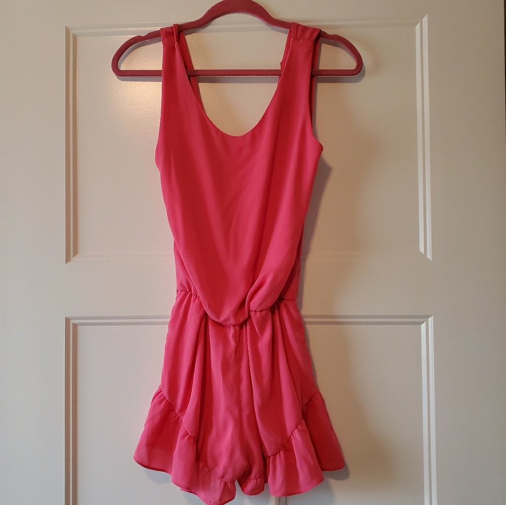 Pink open back romper
